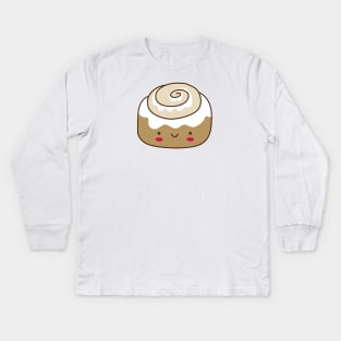 Cute Kawaii Cinnamon Bun Kids Long Sleeve T-Shirt